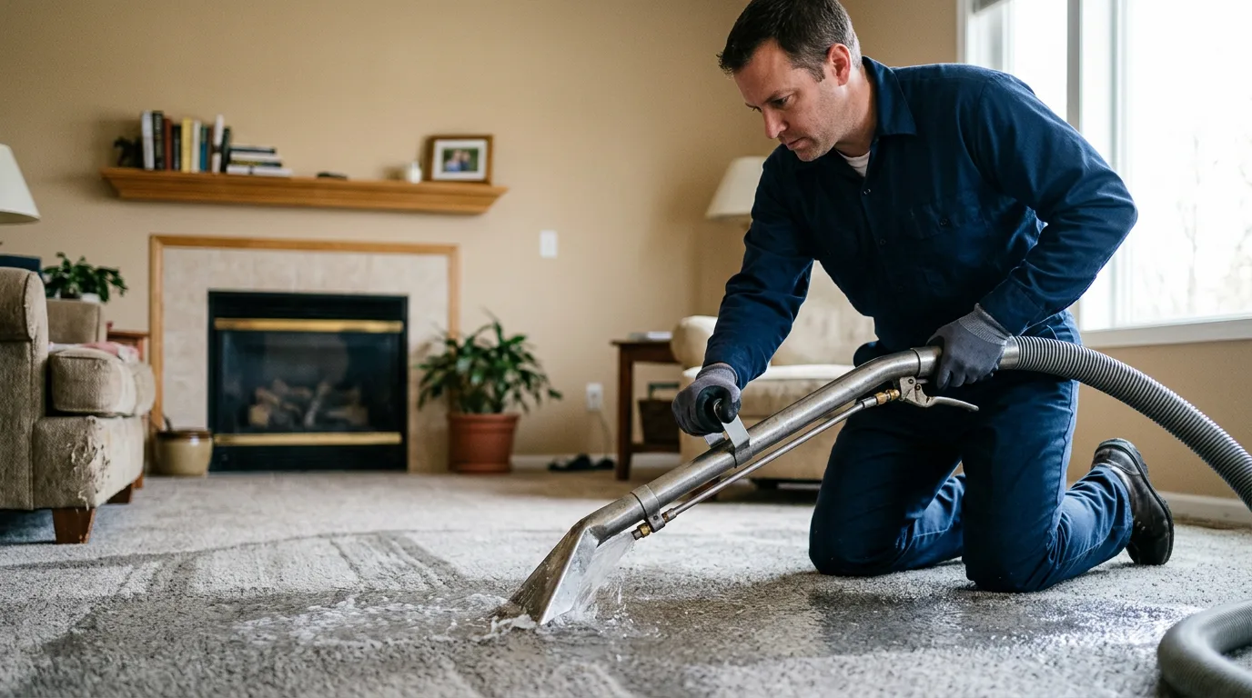 Water damage restoration technician working near Kirkwood, PA